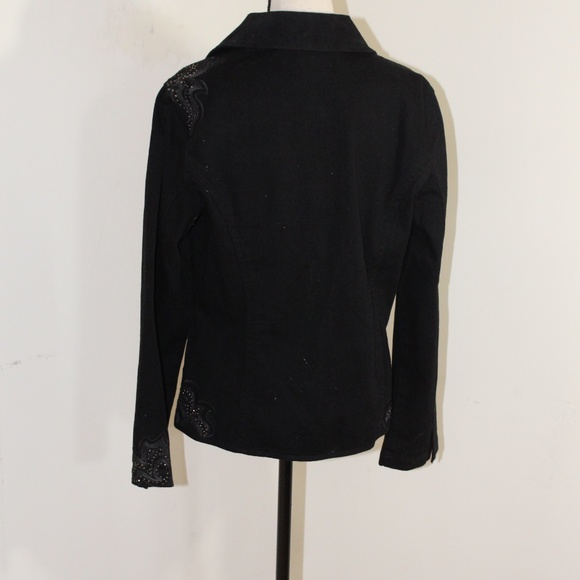 Chico's ,  Denim Dazzle Rowena  jacket black size 1 - Picture 3 of 9